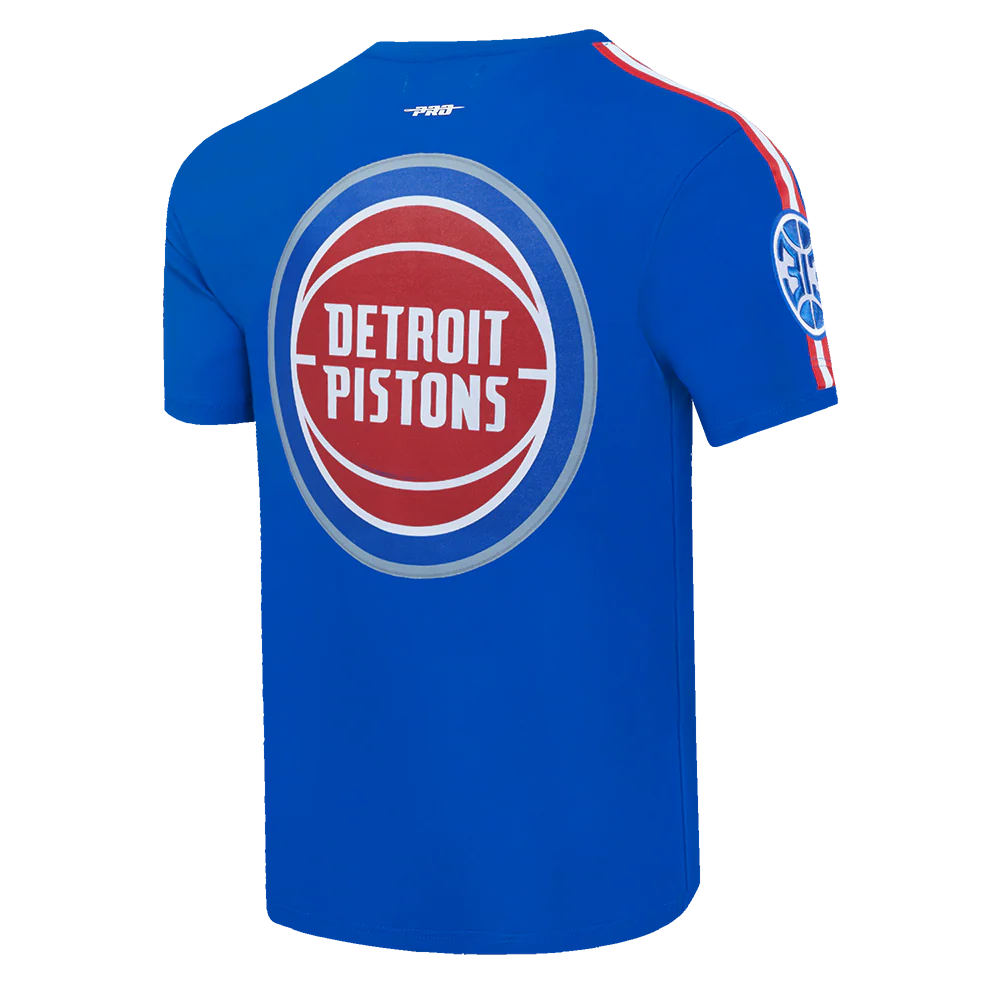 NBA DETROIT PISTONS CLASSIC MEN'S MESH STRIPED TEE (ROYAL BLUE/RED) - Image 4