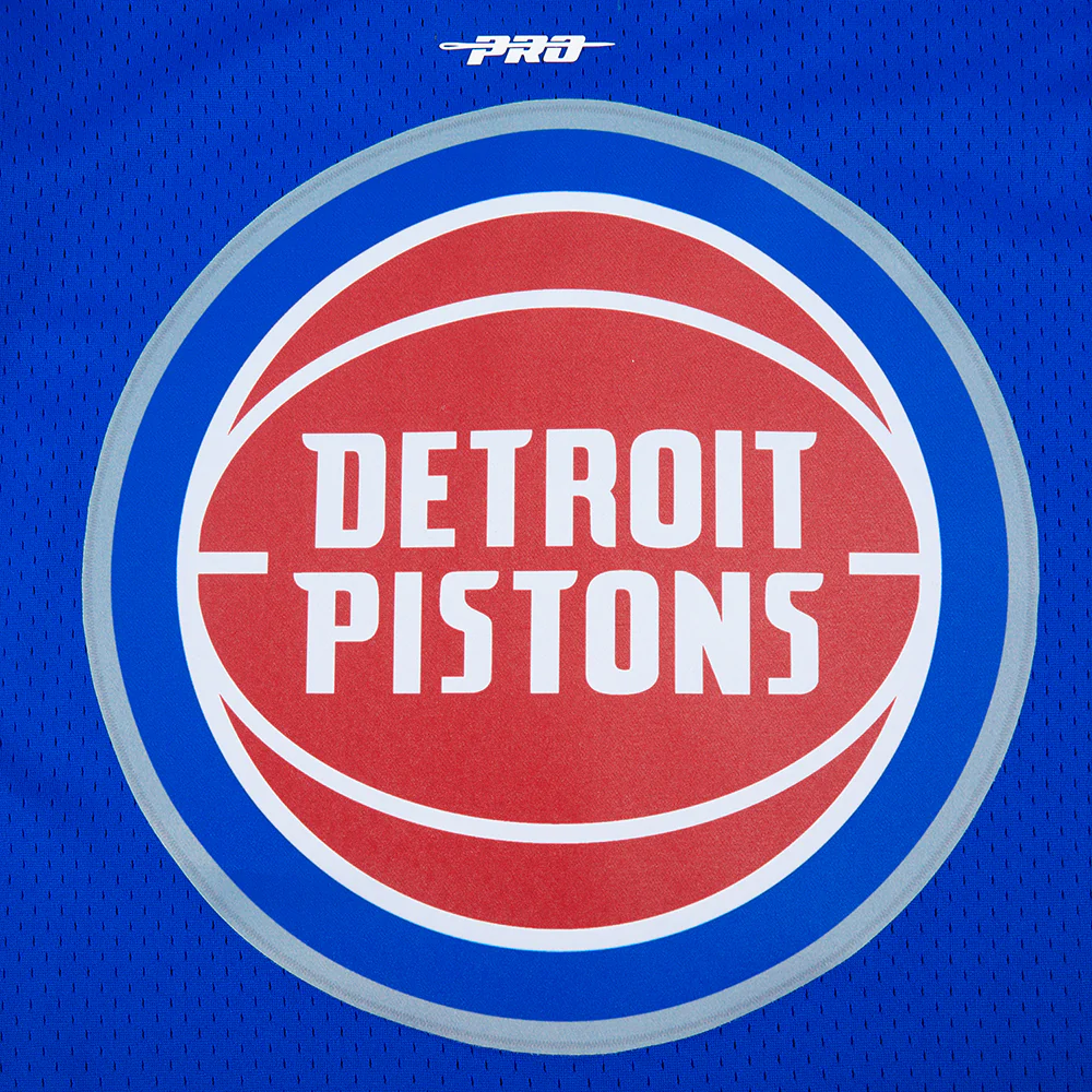 NBA DETROIT PISTONS CLASSIC MEN'S MESH BUTTON DOWN SHIRT (ROYAL BLUE/RED) - Image 8