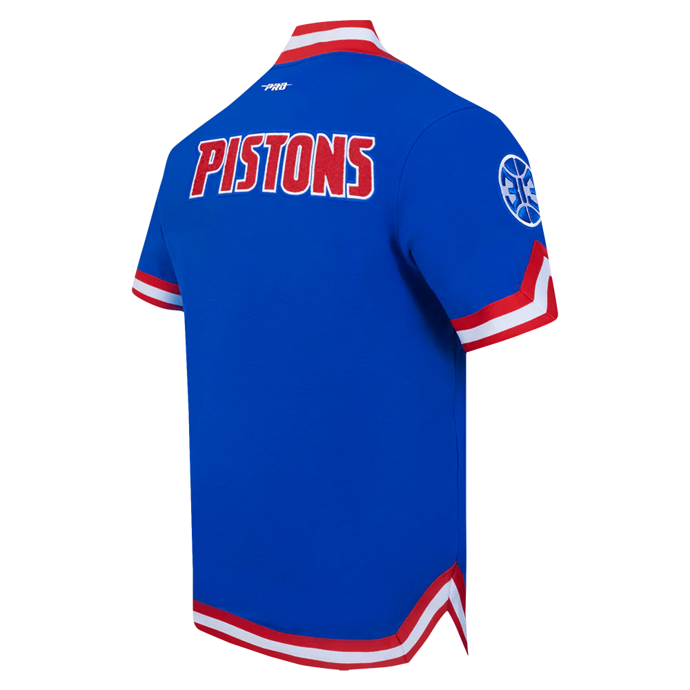DETROIT PISTONS CLASSIC MEN'S WARM UP JACKET (ROYAL BLUE/RED) - Image 4