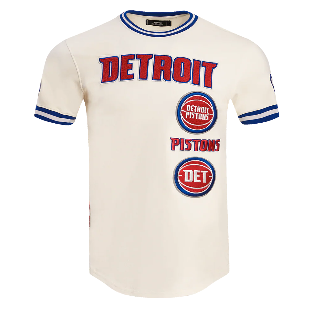 NBA DETROIT PISTONS RETRO CLASSIC MEN'S TEE (EGGSHELL/ ROYAL BLUE)