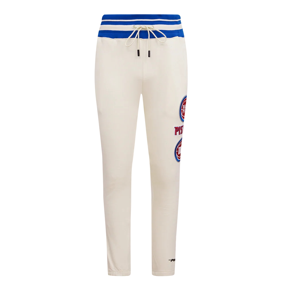 NBA DETROIT PISTONS RETRO CLASSIC MEN'S SWEATPANT (EGGSHELL/ ROYAL BLUE) - Image 2