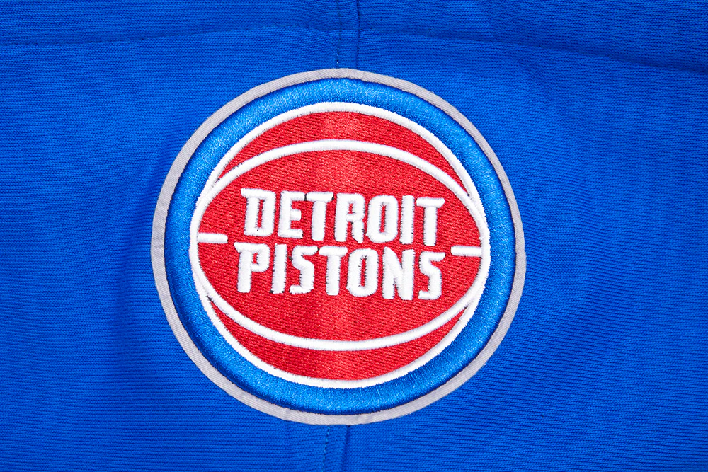 NBA DETROIT PISTONS SCRIPT TAIL MEN'S RIB FLEECE PULLOVER HOODIE (ROYAL BLUE/RED) - Image 5