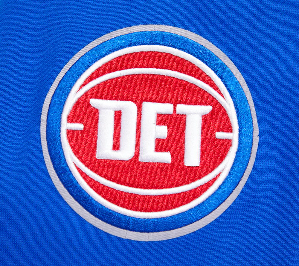 NBA DETROIT PISTONS SCRIPT TAIL MEN'S RIB FLEECE PULLOVER HOODIE (ROYAL BLUE/RED) - Image 8