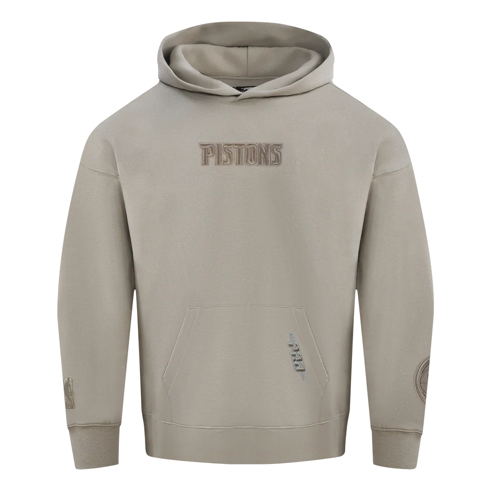 NBA DETROIT PISTONS WINGSPAN MEN'S DROP SHOULDER FLEECE PULLOVER HOODIE (TAUPE) - Image 2
