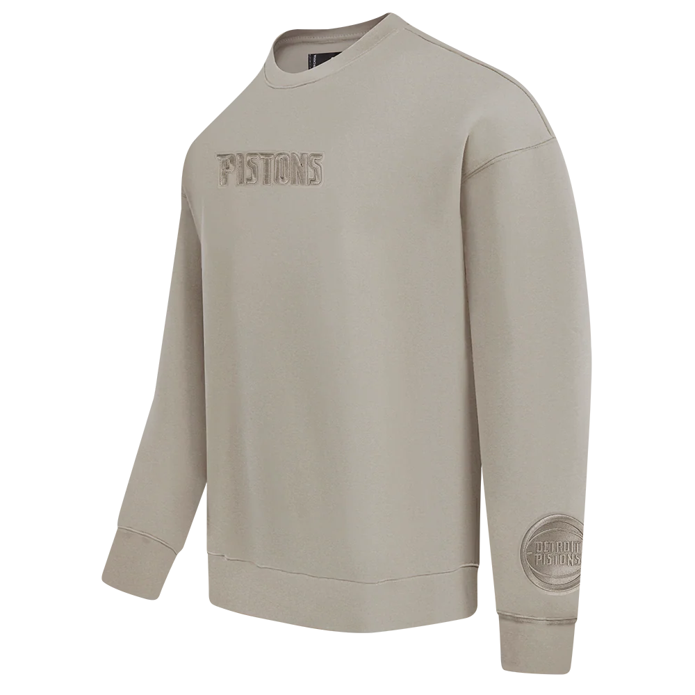 NBA DETROIT PISTONS WINGSPAN MEN'S DROP SHOULDER FLEECE CREWNECK (TAUPE) - Image 4