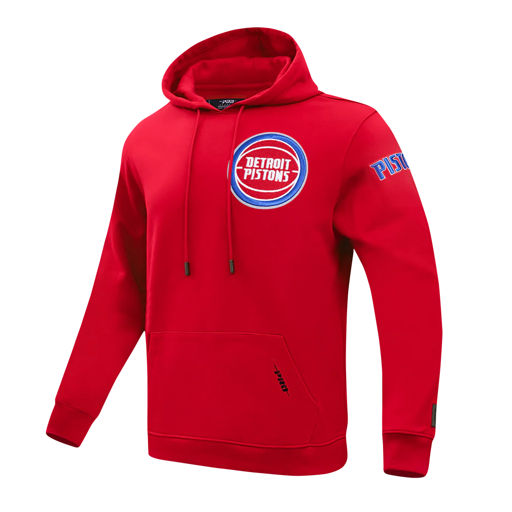 NBA DETROIT PISTONS CLASSIC MEN'S CHENILLE DK PO HOODIE (RED) - Image 2