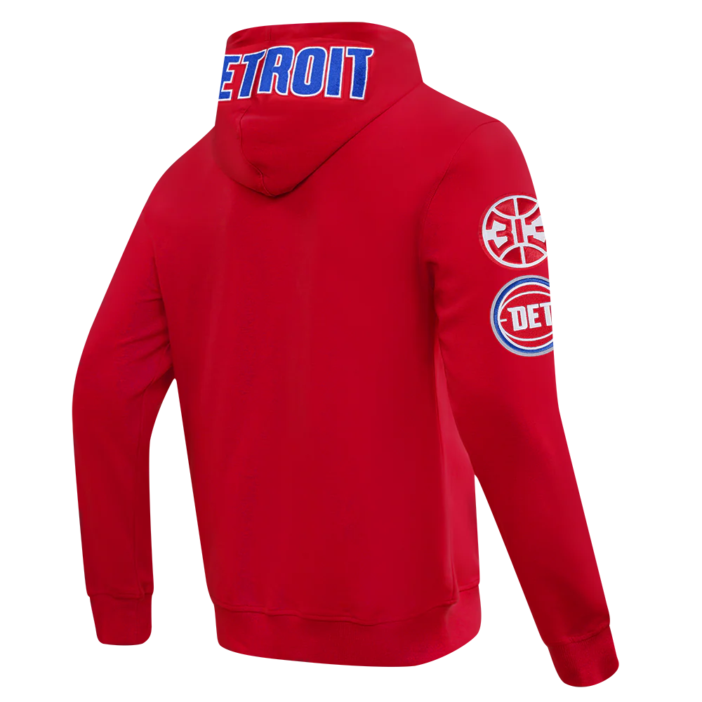 NBA DETROIT PISTONS CLASSIC MEN'S CHENILLE DK PO HOODIE (RED) - Image 4