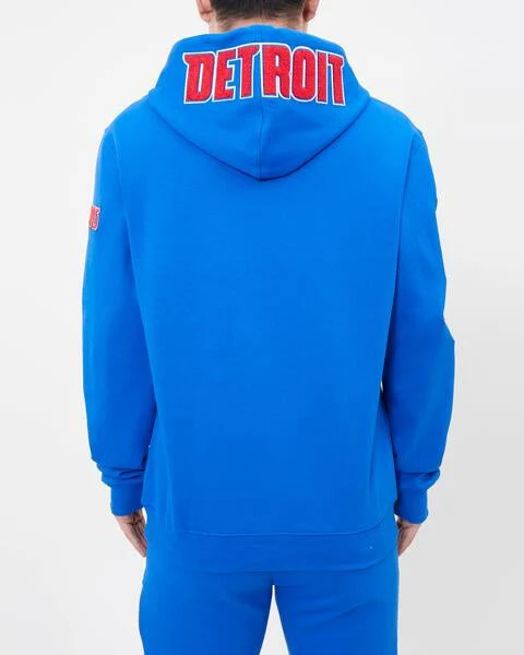 NBA DETROIT PISTONS CLASSIC CHENILLE MEN'S PULLOVER HOODIE (ROYAL BLUE) - Image 11