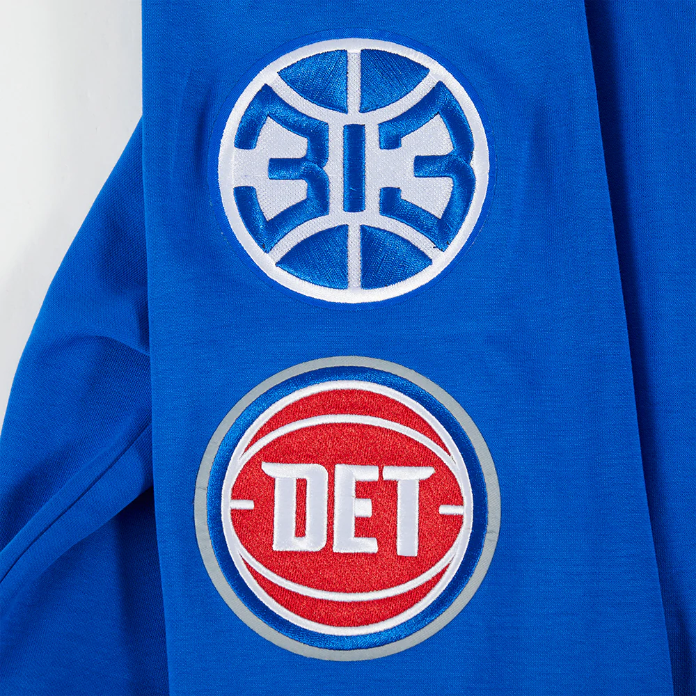 NBA DETROIT PISTONS CLASSIC CHENILLE MEN'S FULL ZIP PULLOVER HOODIE (ROYAL BLUE) - Image 6