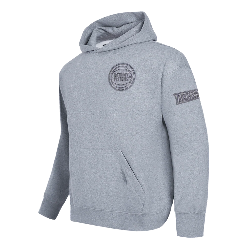 NBA DETROIT PISTONS NEUTRAL MEN'S DROP SHOULDER PULLOVER HOODIE (DARK HEATHER GRAY) - Image 2