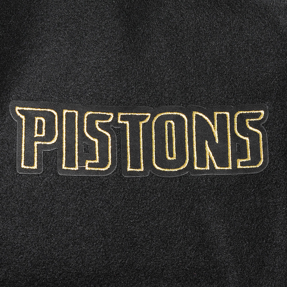 NBA DETROIT PISTONS BLACK & GOLD MEN'S WOOL VARSITY JACKET (JET BLACK) - Image 7