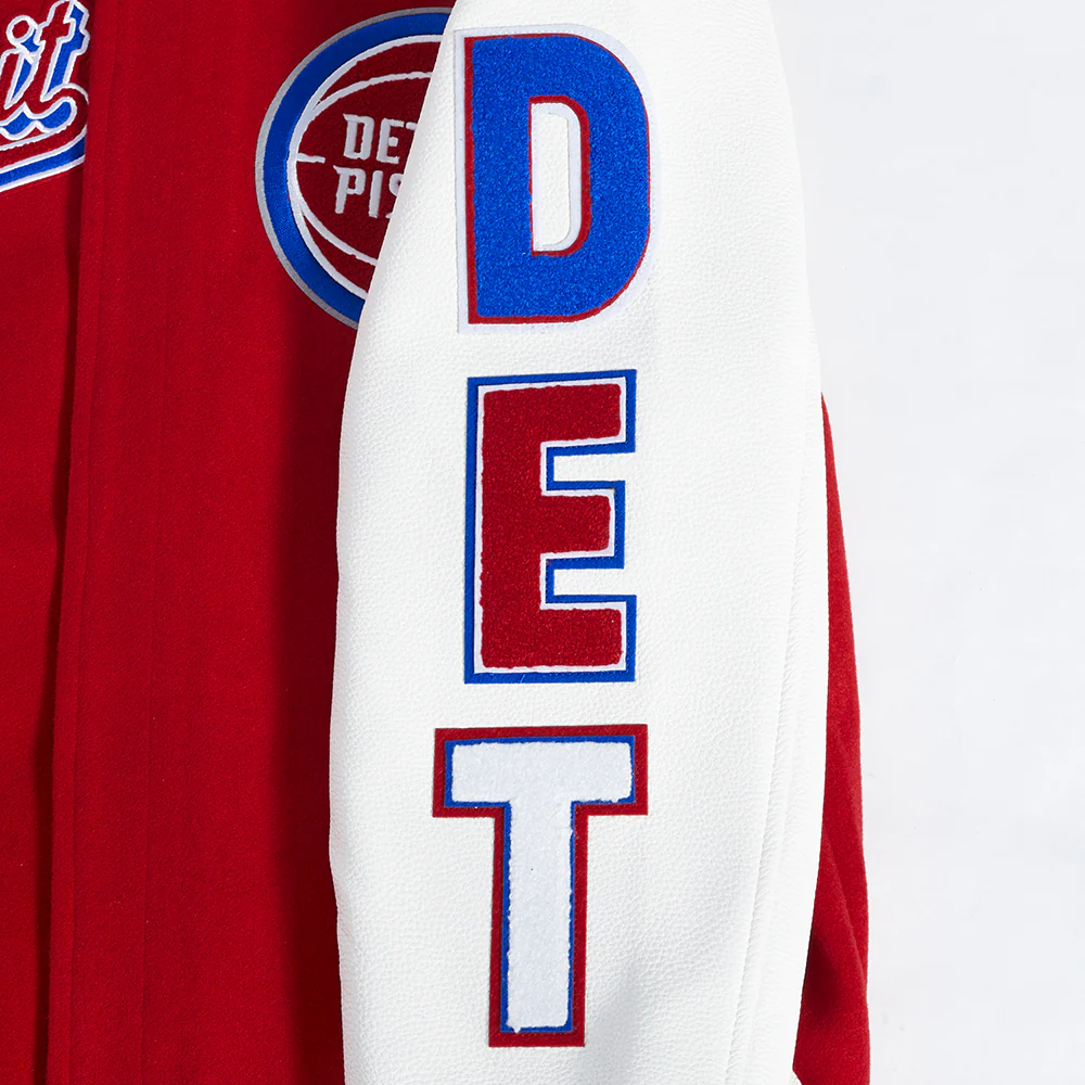 NBA DETROIT PISTONS SCRIPT TAIL MEN'S RIB WOOL VARSITY (RED/WHITE) - Image 8