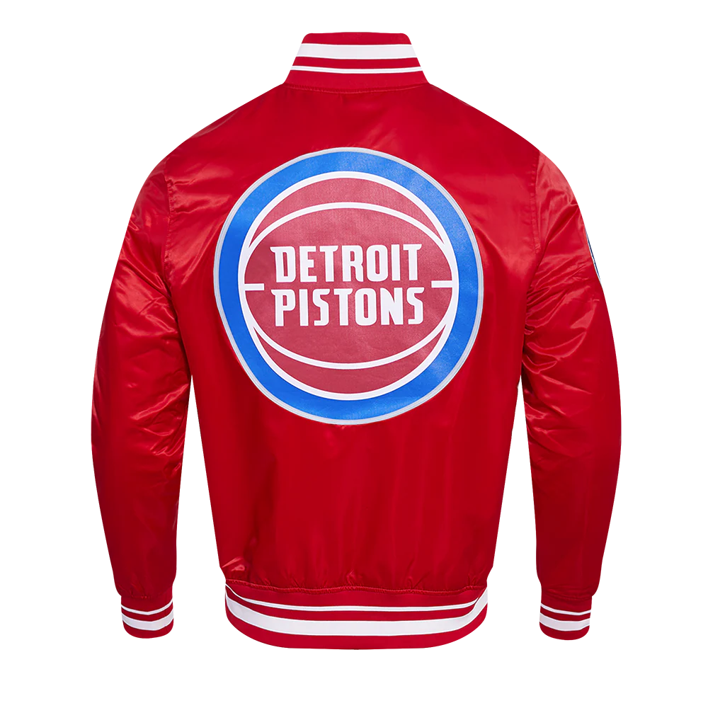NBA DETROIT PISTONS SCRIPT TAIL MEN'S SATIN JACKET (RED) - Image 4