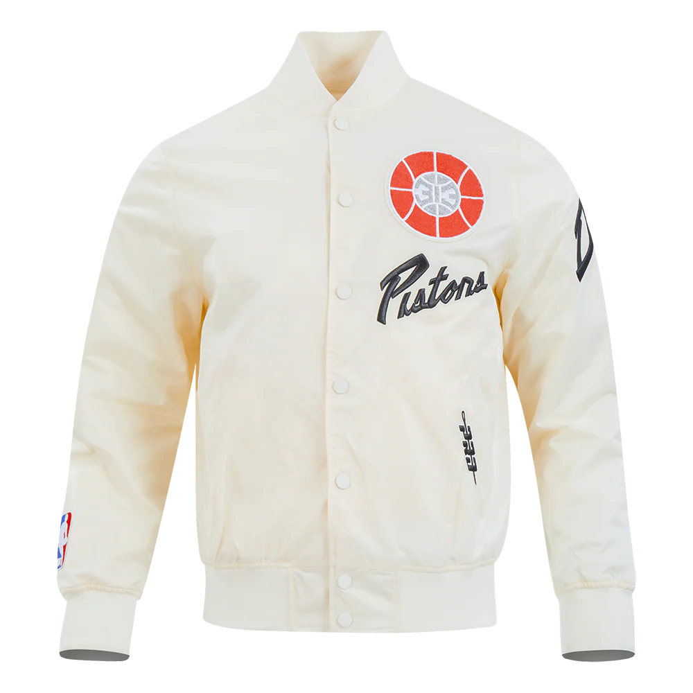 NBA DETROIT PISTONS CITY EDITION 24-25 MEN'S SATIN JACKET (EGGSHELL)