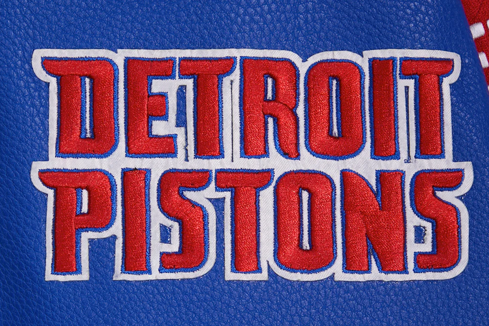 NBA DETROIT PISTONS RETRO CLASSIC MEN'S RIB WOOL VARSITY JACKET (EGGSHELL/ ROYAL BLUE) - Image 6