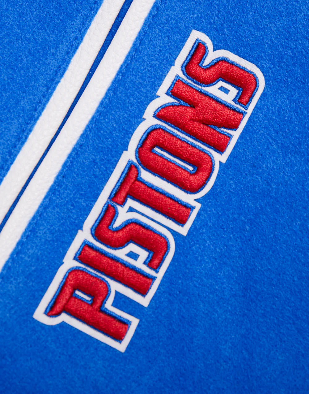 NBA DETROIT PISTONS RETRO CLASSIC MEN'S RIB WOOL VARSITY JACKET (ROYAL/RED) - Image 6