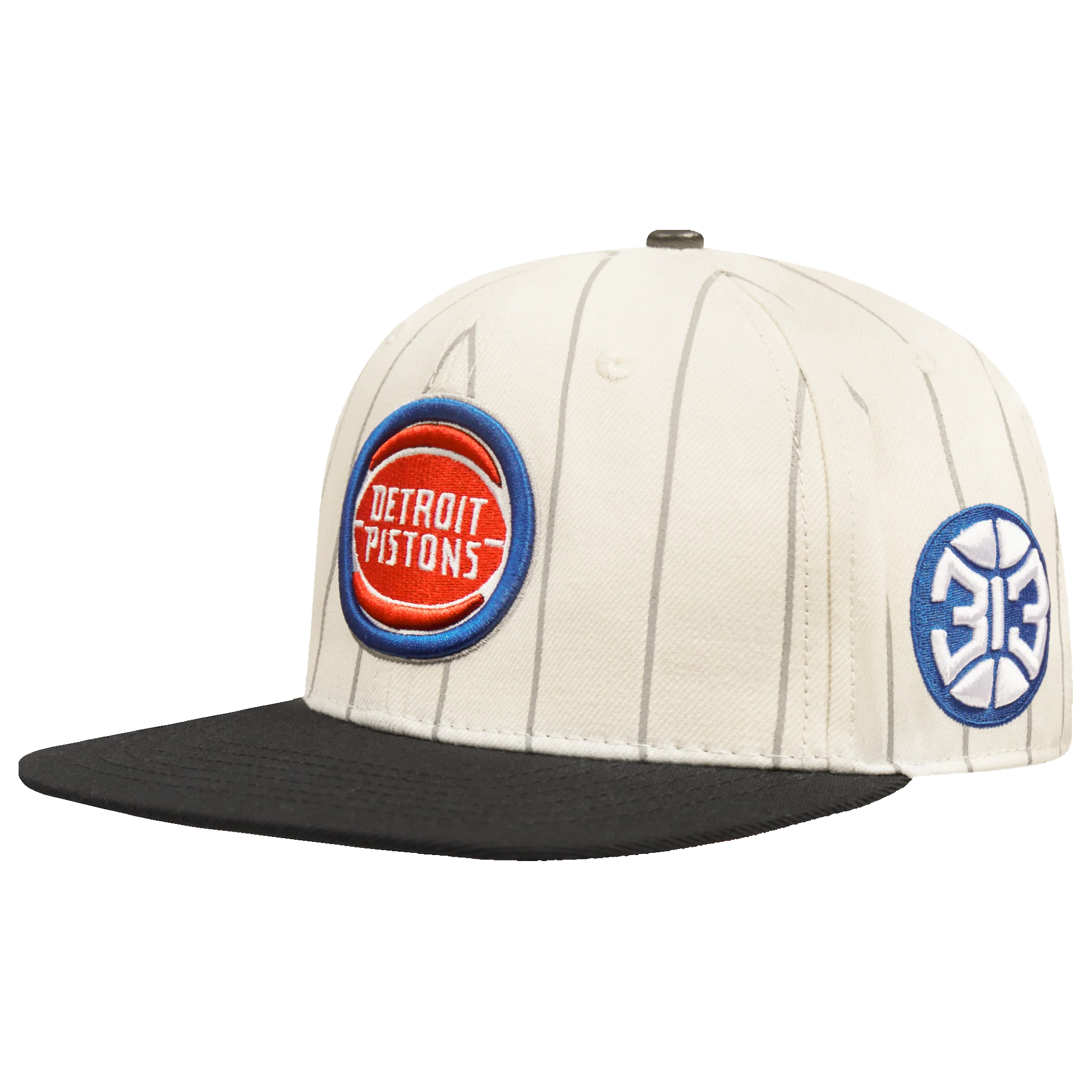 NBA DETROIT PISTONS PINSTRIPE RETRO CLASSIC LOGO WOOL SNAPBACK H (EGGSHELL/ GREY) - Image 2