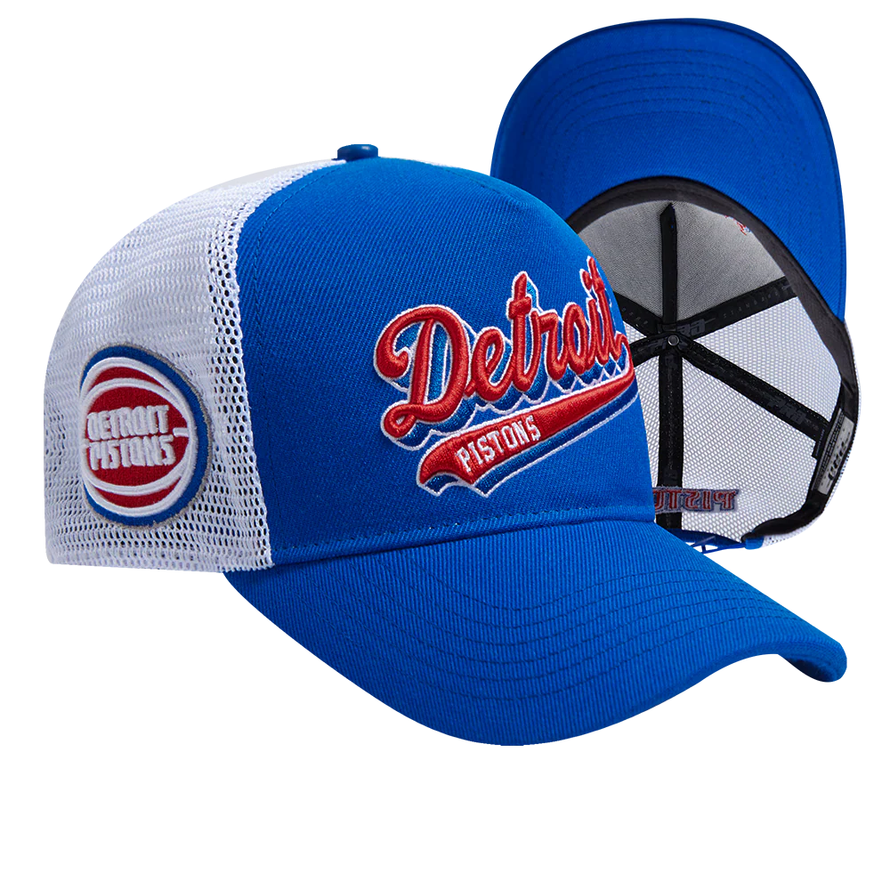 NBA DETROIT PISTONS SCRIPT TAIL TRUCKER HAT (ROYAL BLUE) - Image 7