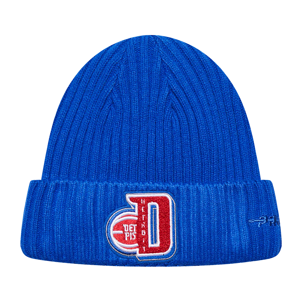 NBA DETROIT PISTONS MASH UP POLAR FLEECE LINED PRO BEANIE CUFFED (ROYAL BLUE)