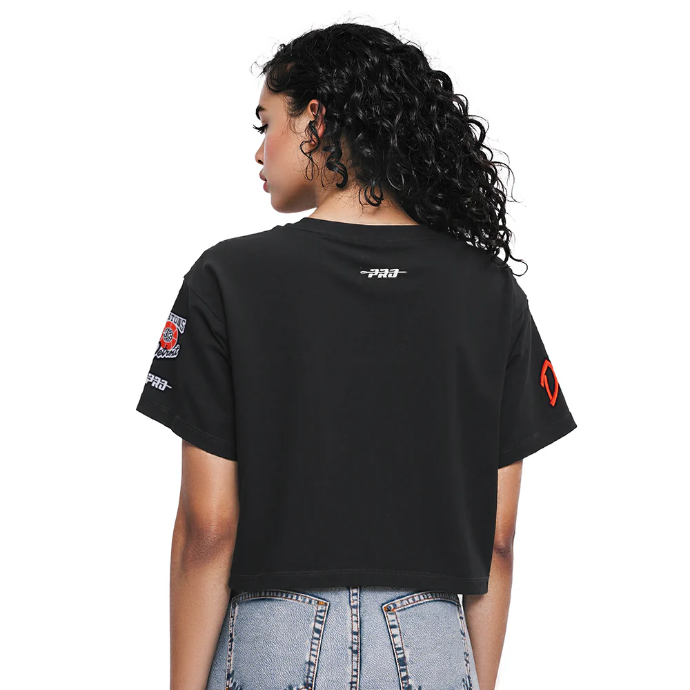 NBA DETROIT PISTONS CITY EDITION 24-25 WOMEN'S SINGLE JERSEY BOXY TEE (BLACK) - Image 2