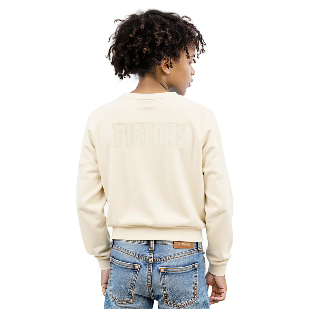 NBA DETROIT PISTONS NEUTRAL BIG GIRLS FLEECE CREWNECK (EGGSHELL) - Image 2