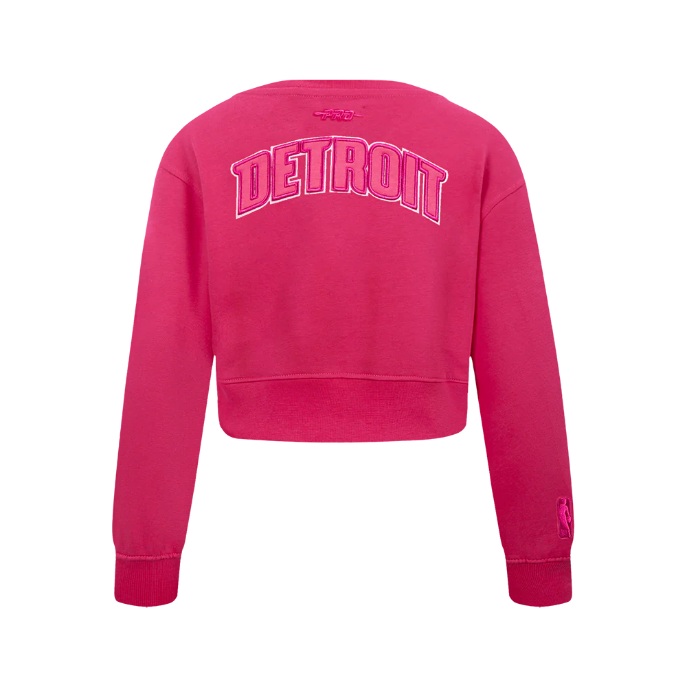 NBA DETROIT PISTONS TRIPLE PINK BIG GIRL'S FLC CREWNECK (BEETROOT PURPLE) - Image 3