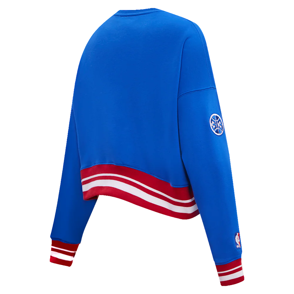 NBA DETROIT PISTONS RETRO CLASSIC WOMEN'S RIB CREWNECK (ROYAL BLUE/RED) - Image 4