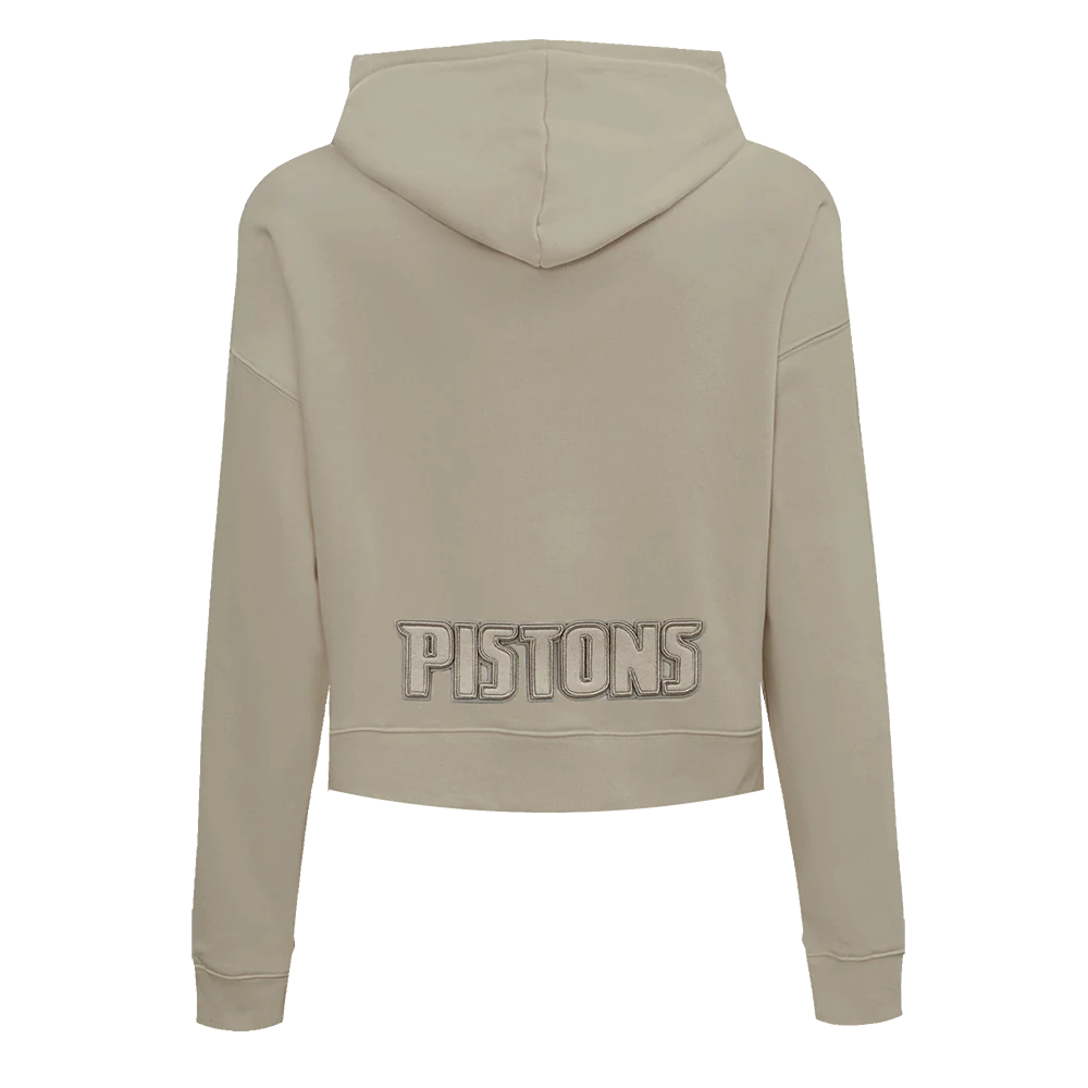 NBA DETROIT PISTONS NEUTRAL WOMEN'S CROPPED PULLOVER HOODIE (TAUPE) - Image 3