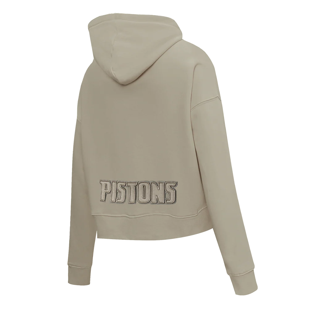 NBA DETROIT PISTONS NEUTRAL WOMEN'S CROPPED PULLOVER HOODIE (TAUPE) - Image 4