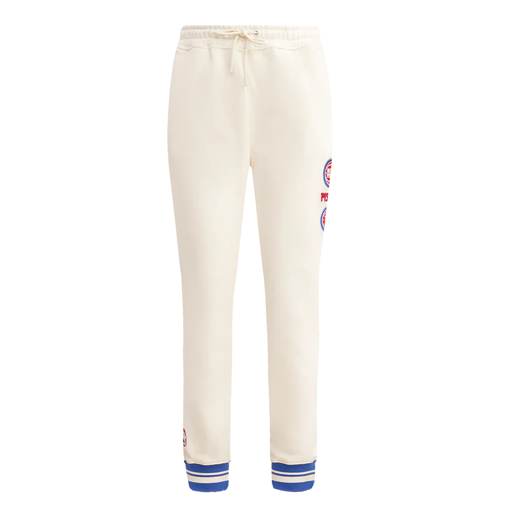 NBA DETROIT PISTONS RETRO CLASSIC WOMEN'S RIB SWEATPANT (EGGSHELL/ROYAL BLUE) - Image 2