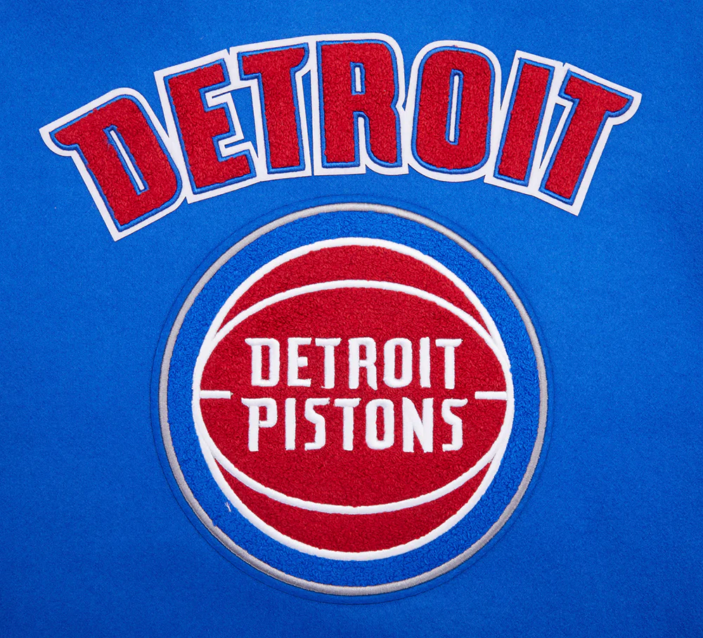 NBA DETROIT PISTONS RETRO CLASSIC WOMEN'S RIB WOOL VARSITY JACKET (ROYAL BLUE/RED) - Image 5