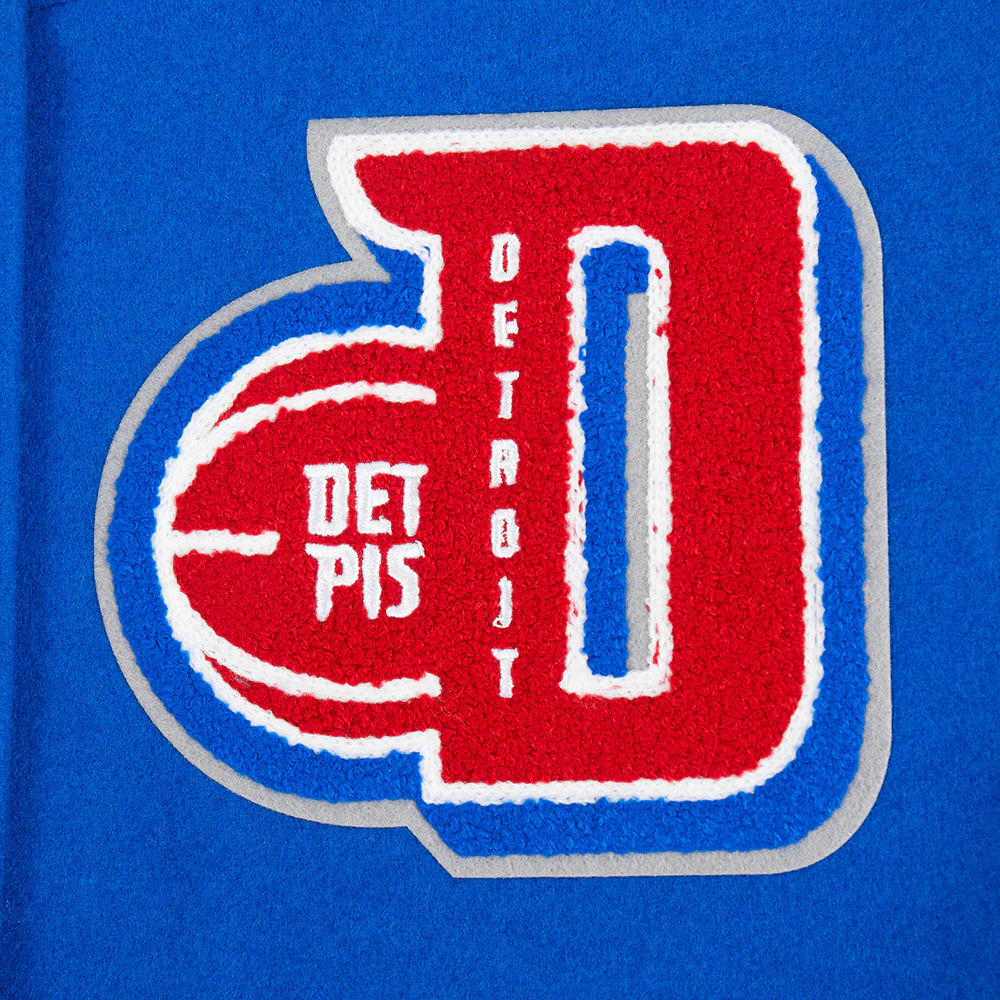 NBA DETROIT PISTONS MASHUP WOMEN'S RIB WOOL VARSITY JACKET (ROYAL BLUE/RED) - Image 5