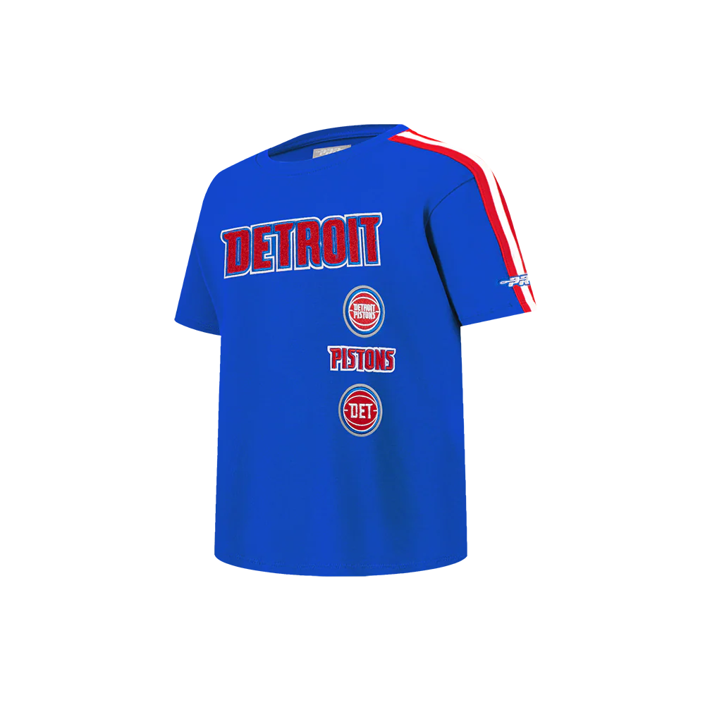 NBA DETROIT PISTONS RETRO CLASSIC LITTLE BOYS SHORT SLEEVE TAPING TEE (ROYAL BLUE/RED) - Image 2