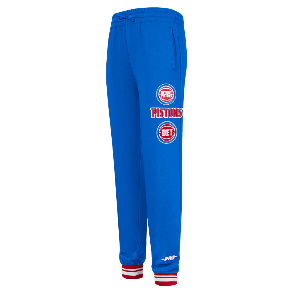 NBA DETROIT PISTONS RETRO CLASSIC LITTLE BOYS RIB FLC SWEATPANT (ROYAL BLUE/RED)