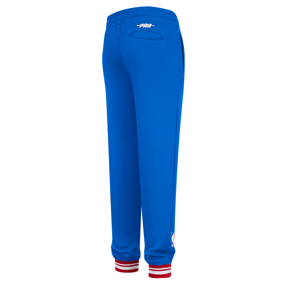 NBA DETROIT PISTONS RETRO CLASSIC LITTLE BOYS RIB FLC SWEATPANT (ROYAL BLUE/RED) - Image 3