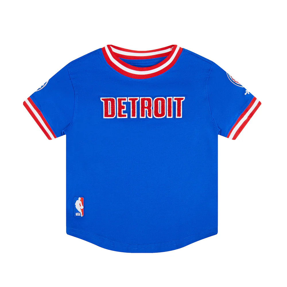 NBA DETROIT PISTONS CLASSIC TODDLER BOYS SHORT SLEEVE STRIPED RIB TEE (ROYAL BLUE/RED) - Image 3
