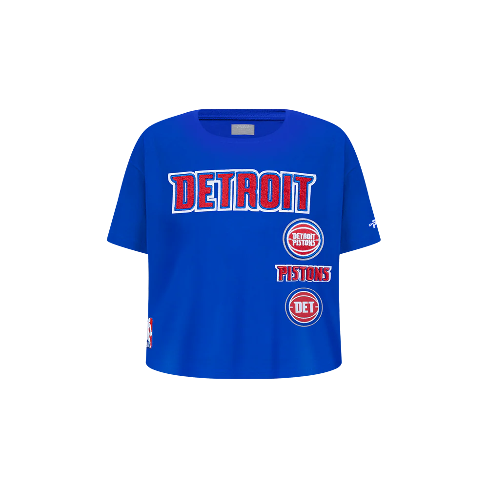NBA DETROIT PISTONS RETRO CLASSIC TODDLER GIRLS SHORT SLEEVE BOXY TEE (ROYAL BLUE)
