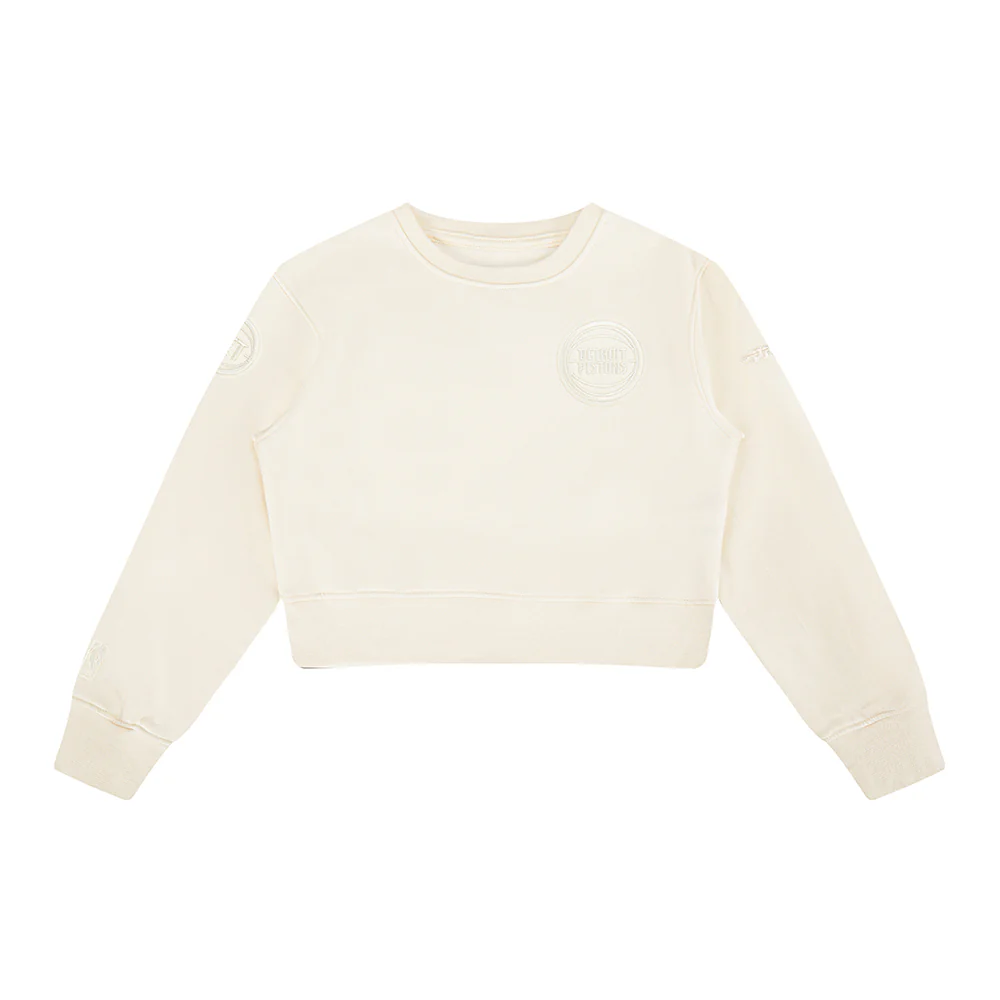 NBA DETROIT PISTONS NEUTRAL TODDLER GIRLS FLEECE CREWNECK (EGGSHELL) - Image 3