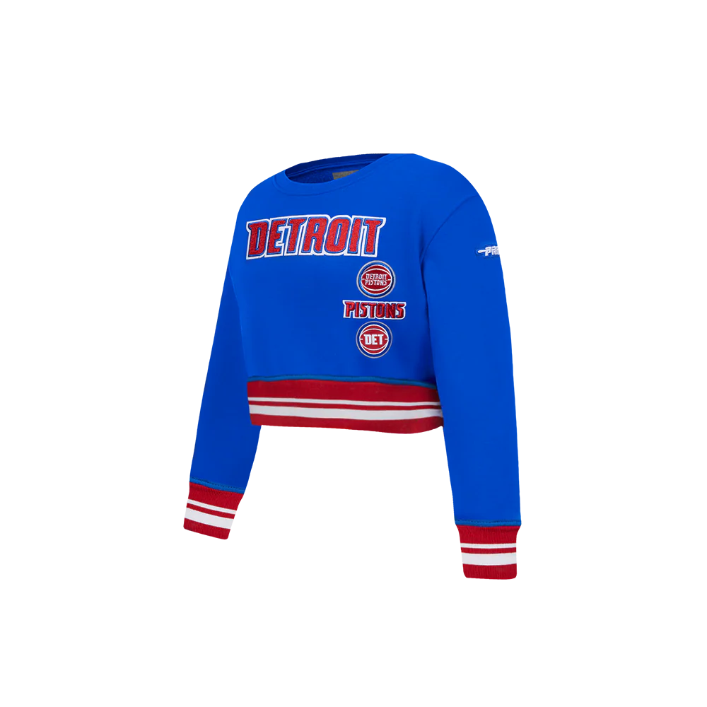 NBA DETROIT PISTONS RETRO CLASSIC TODDLER GIRLS RIB FLEECE CREWNECK (ROYAL BLUE/RED) - Image 2