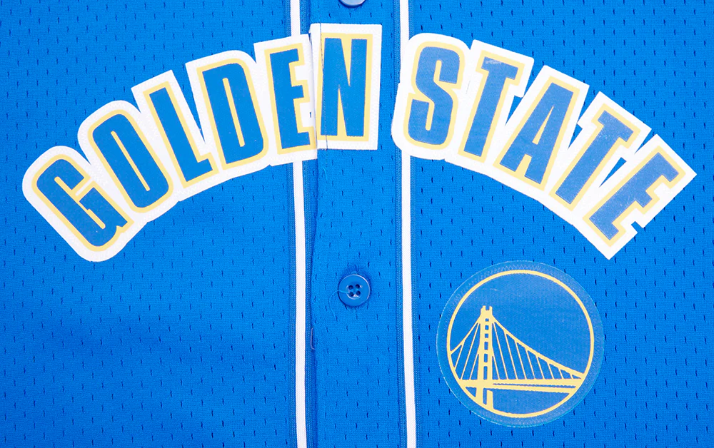 NBA GOLDEN STATE WARRIORS CLASSIC MEN'S MESH BUTTON DOWN JERSEY (ROYAL BLUE) - Image 5