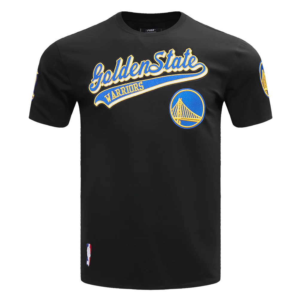 NBA GOLDEN STATE WARRIORS SCRIPT TAIL MEN'S TEE (BLACK)
