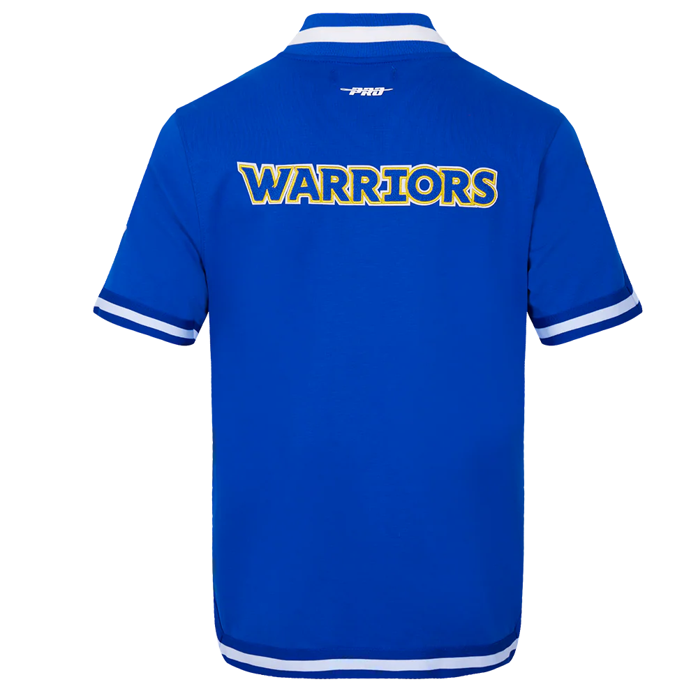 NBA GOLDEN STATE WARRIORS CLASSIC MEN'S PRO SS DOUBLE KNIT JACKET  (ROYAL BLUE) - Image 3