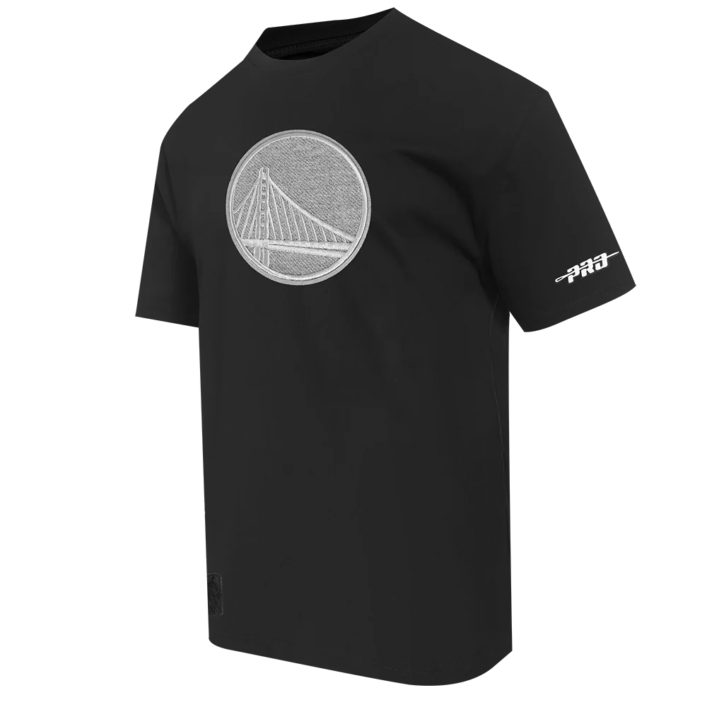 NBA GOLDEN STATE WARRIORS REVERSE FRENCH TERRY MEN'S COTTON JERSEY DROP SHOULDER TEE (BLACK) - Image 2