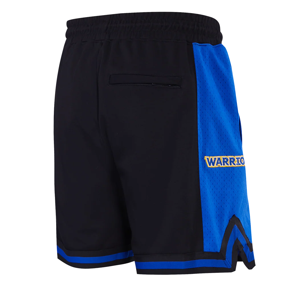 NBA GOLDEN STATE WARRIORS SCRIPT TAIL MEN'S DOUBLE KNIT 2.0 SHORT (BLACK/ROYAL BLUE/BLACK) - Image 3