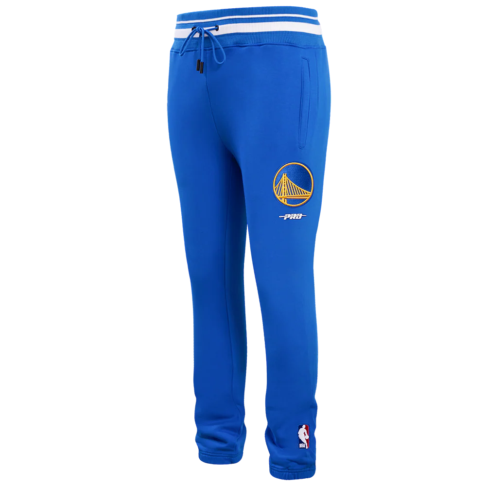 NBA GOLDEN STATE WARRIORS SCRIPT TAIL MEN'S RIB FLEECE SWEATPANT (ROYAL BLUE)