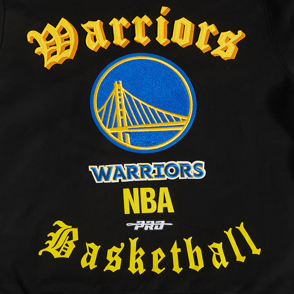 NBA GOLDEN STATE WARRIORS OLD ENGLISH MEN'S CREWNECK (BLACK) - Image 5