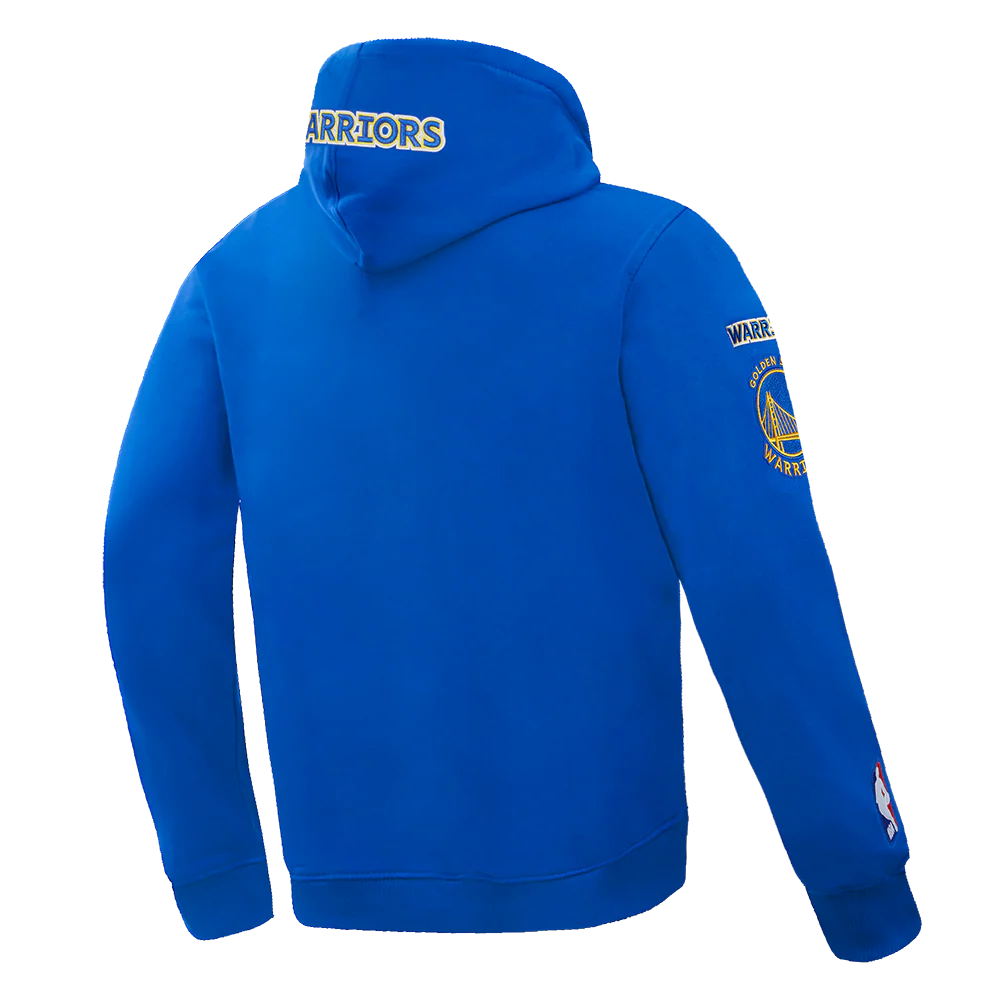 NBA GOLDEN STATE WARRIORS OLD ENGLISH MEN'S PULLOVER HOODIE (ROYAL BLUE) - Image 3