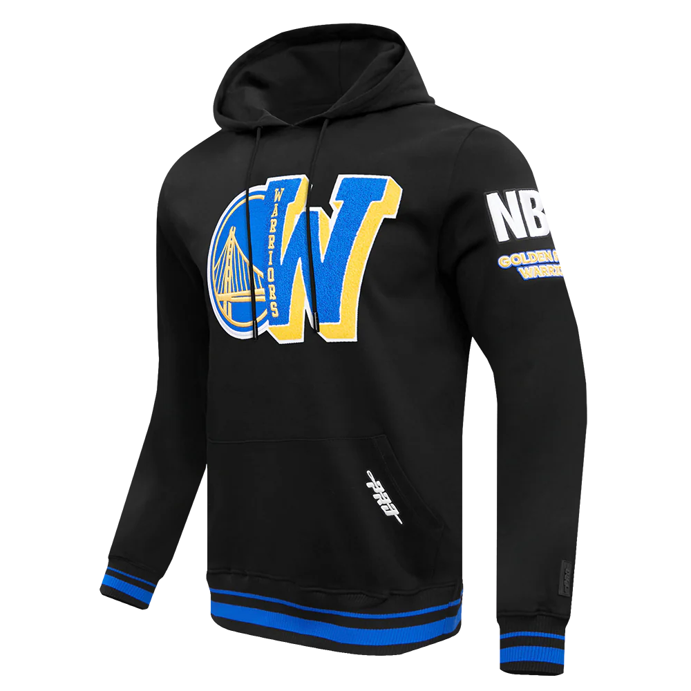 NBA GOLDEN STATE WARRIORS MASHUP MEN'S RIB PULLOVER HOODIE (BLACK/ROYAL BLUE/BLACK) - Image 2