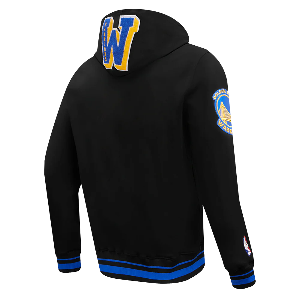 NBA GOLDEN STATE WARRIORS MASHUP MEN'S RIB PULLOVER HOODIE (BLACK/ROYAL BLUE/BLACK) - Image 3