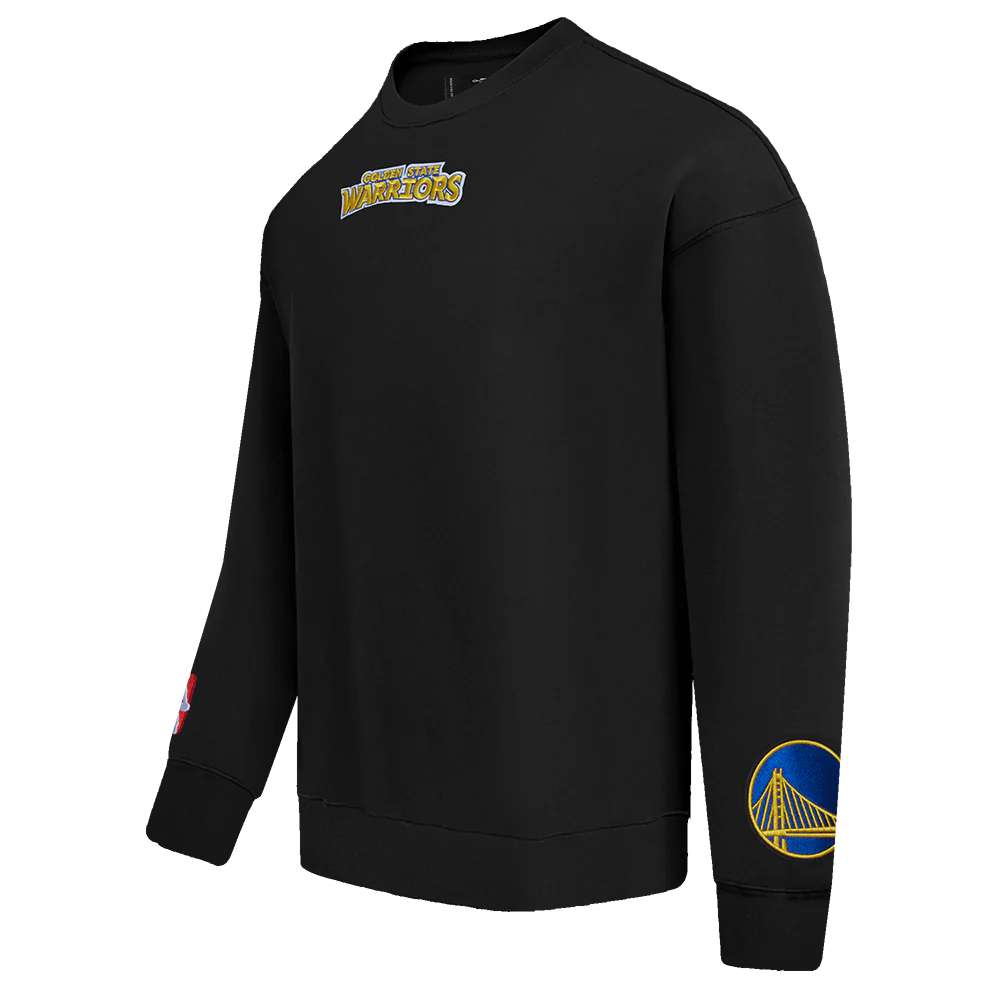 NBA GOLDEN STATE WARRIORS WINGSPAN MEN'S DROP SHOULDER FLEECE CREWNECK (BLACK) - Image 5